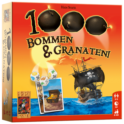 Voorkant van de doos van het spel 1000 Bommen & Granaten. Het artikelnummer is 117663.